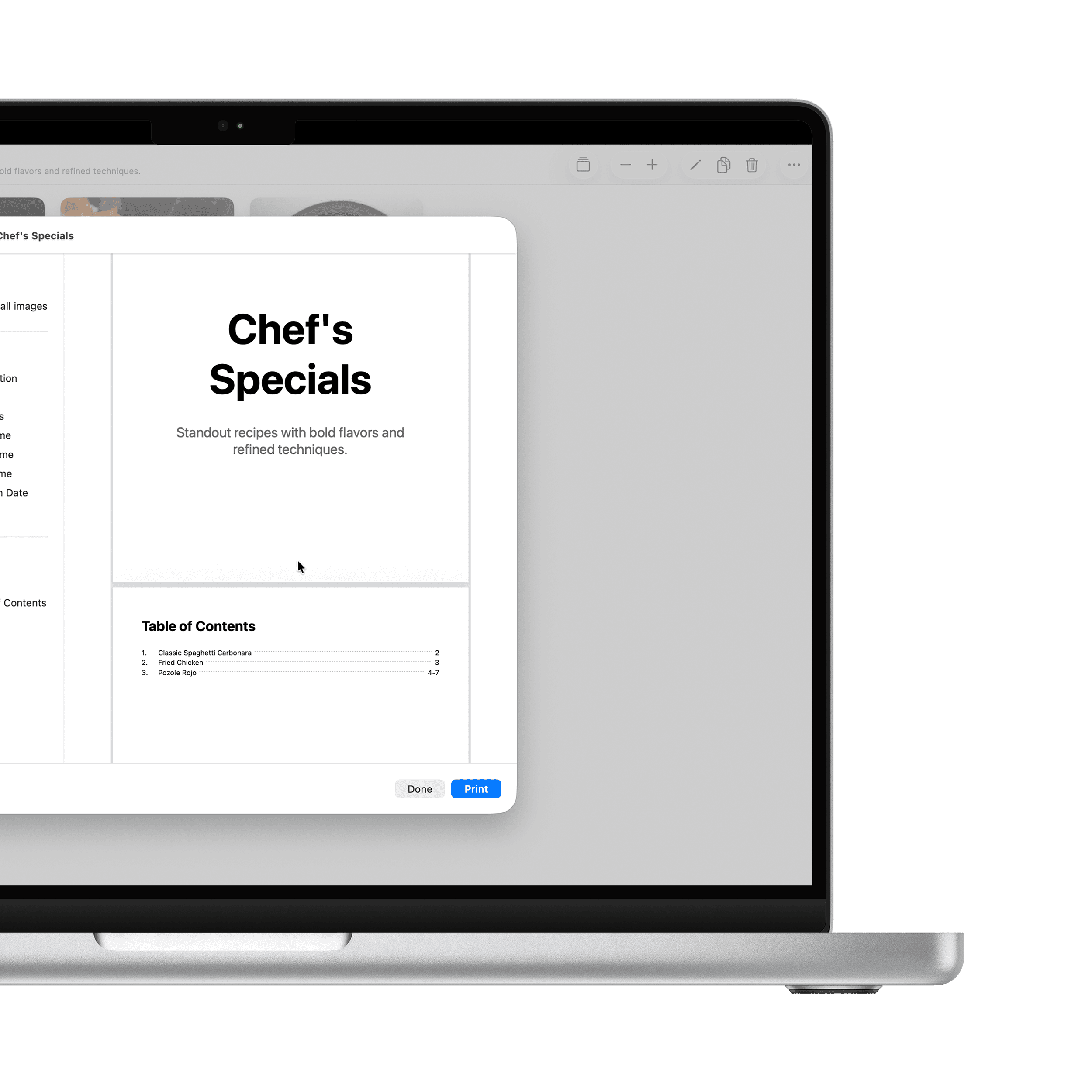 Recipe sharing and printing options