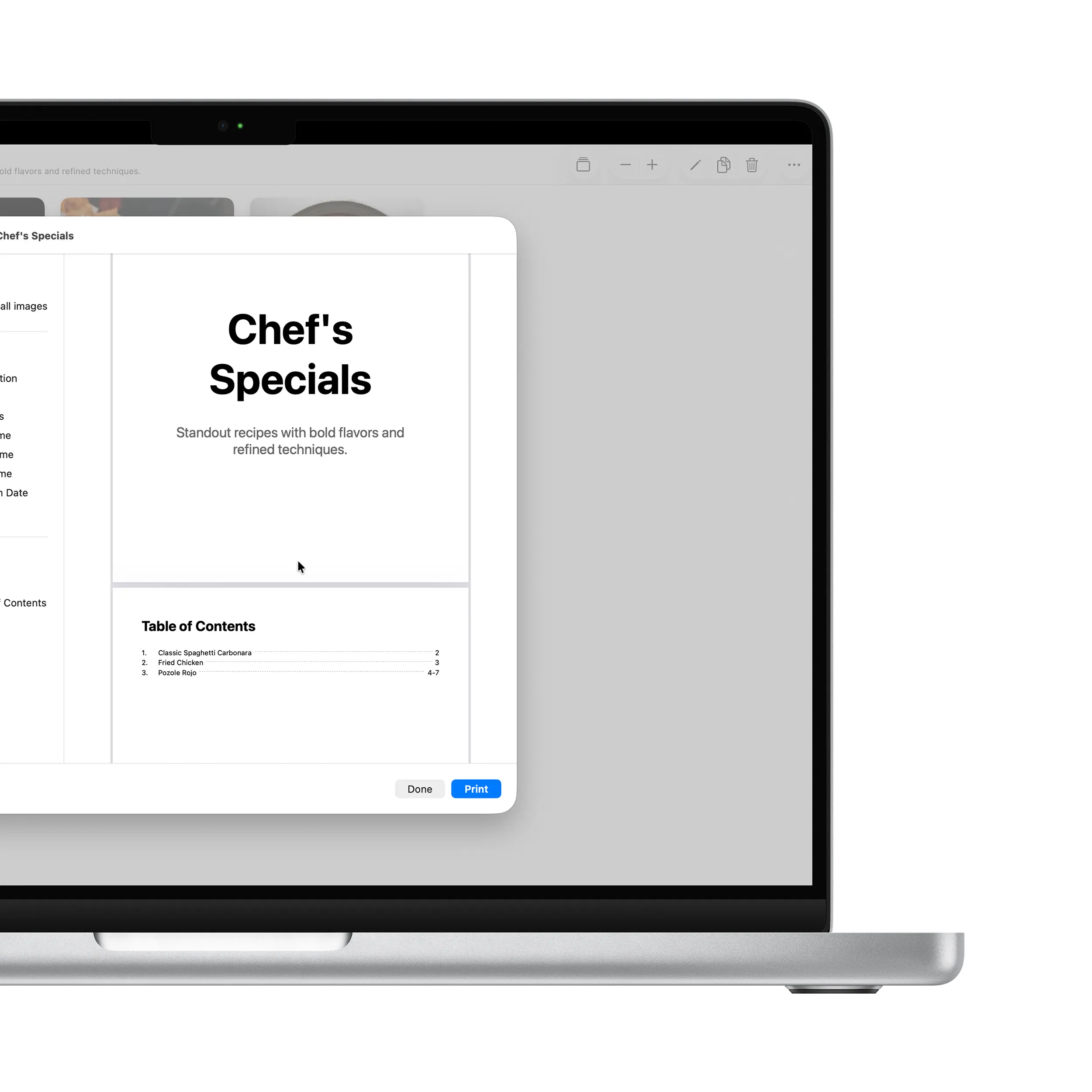 Recipe sharing and printing options